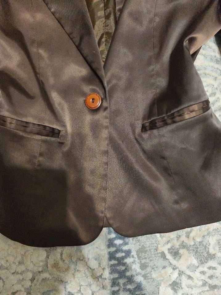 Düğmeli Kahverengi Kadın Gotik Blazer Ceket - Görsel 4