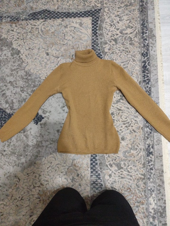 Kürklü Boğazlı Bej Kadın Kazak - Görsel 2