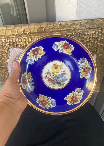 Koyu Mavi Çiçek Desenli Tabak - Görsel 3