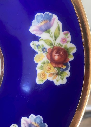 Koyu Mavi Çiçek Desenli Tabak - Görsel 5