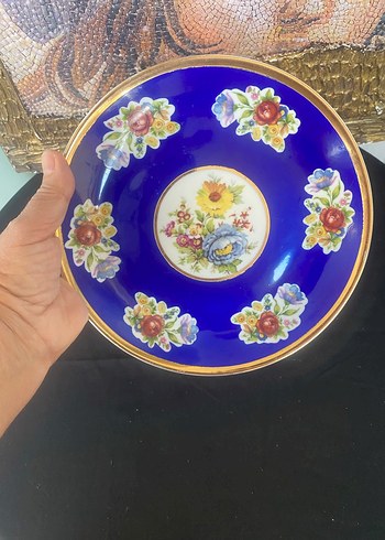 Koyu Mavi Çiçek Desenli Tabak - Görsel 2