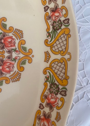 Çiçek Desenli Bej Servis Tabağı - Görsel 2