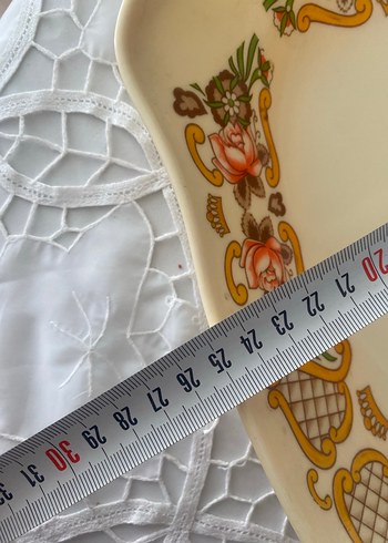 Çiçek Desenli Bej Servis Tabağı - Görsel 6