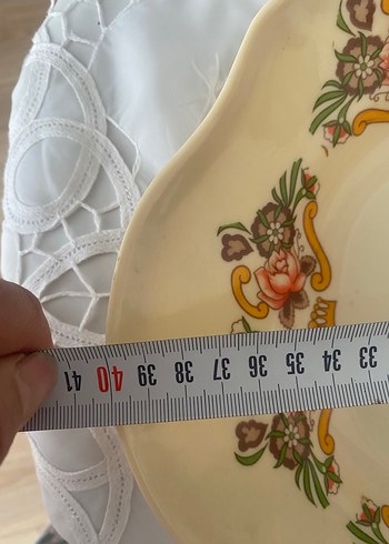 Çiçek Desenli Bej Servis Tabağı - Görsel 5