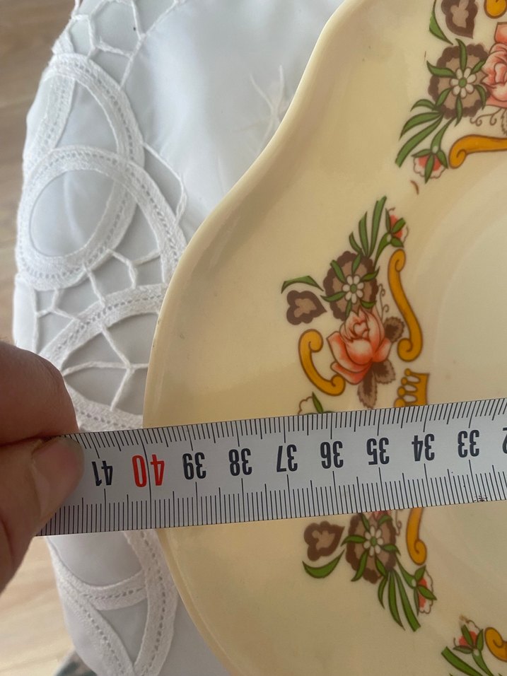 Çiçek Desenli Bej Servis Tabağı - Görsel 5