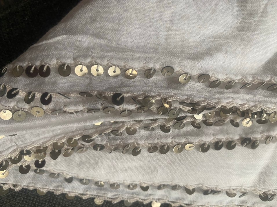 Fırfırlı Beyaz Bohem Kadın Fular - Görsel 3