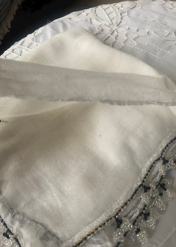 Boncuk İşlemeli Beyaz Bohem Kadın Fuları - Görsel 12