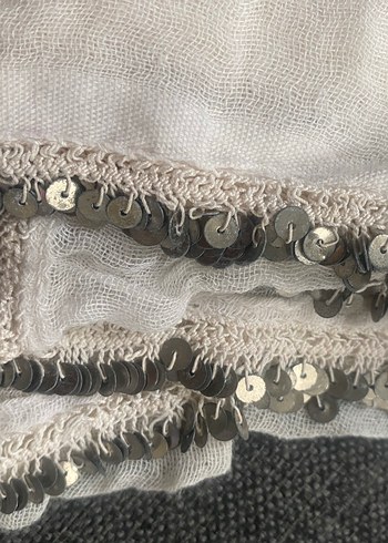 Dantel Kenarlı Beyaz Bohem Vintage Kadın Şal - Görsel 4