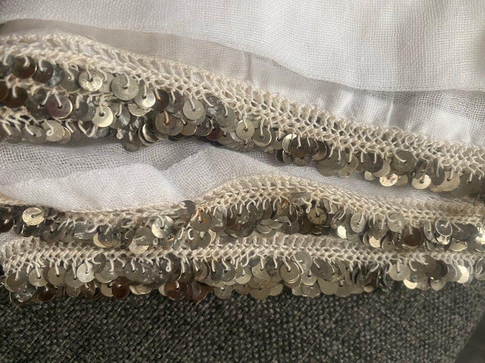 Dantel Kenarlı Beyaz Bohem Vintage Kadın Şal - Görsel 3