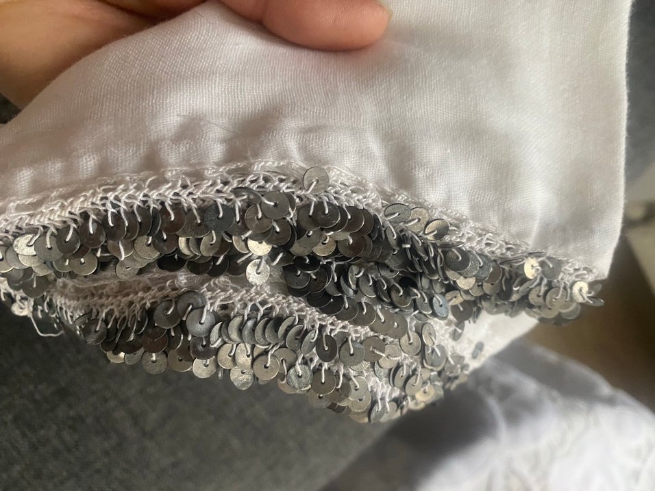 Dantel Kenarlı Beyaz Bohem Vintage Kadın Şal - Görsel 2