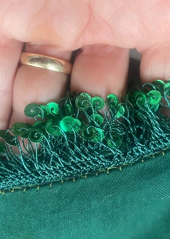 Yeşil Dantel Detaylı Bohem Kadın Fuları - Görsel 2