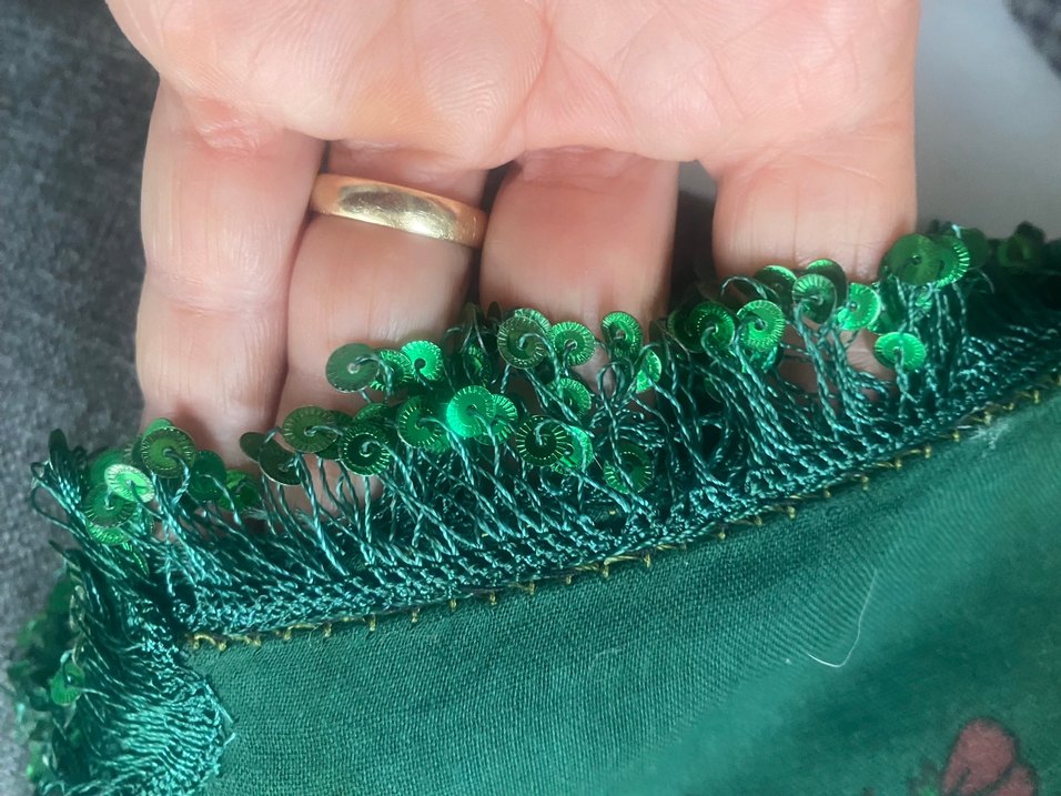 Yeşil Dantel Detaylı Bohem Kadın Fuları - Görsel 2