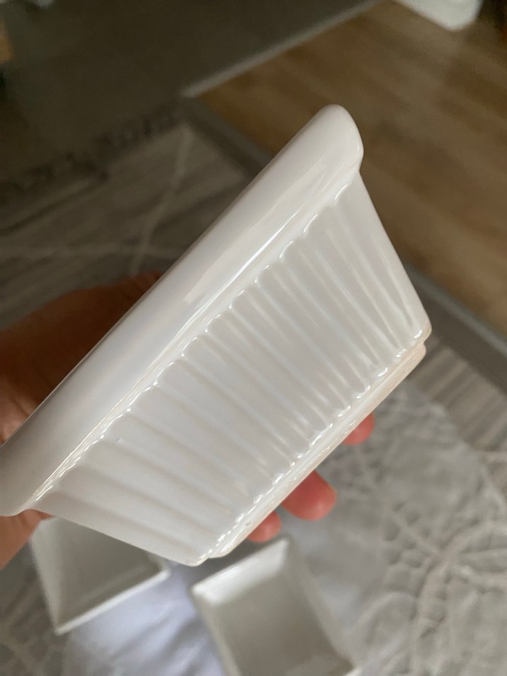 Beyaz Seramik Kare Yemek Kapları - Görsel 3