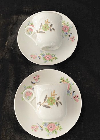 Pastel Çiçek Desenli 2'li Porselen Fincan Takımı