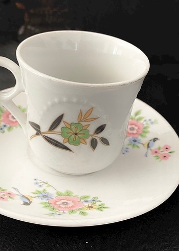 Beden beyaz Renk Pastel Çiçek Desenli 2'li Porselen Fincan Takımı
