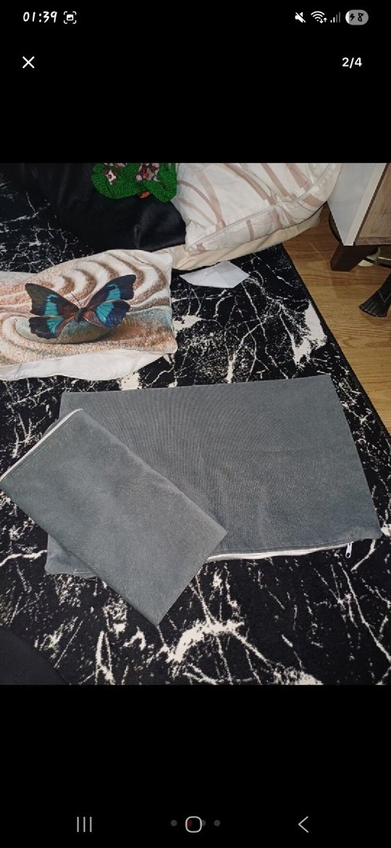 Düz Gri Yastık ve Kılıf Seti - Görsel 2