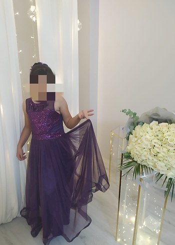 Mor cocuk Abiye Elbise - Görsel 3