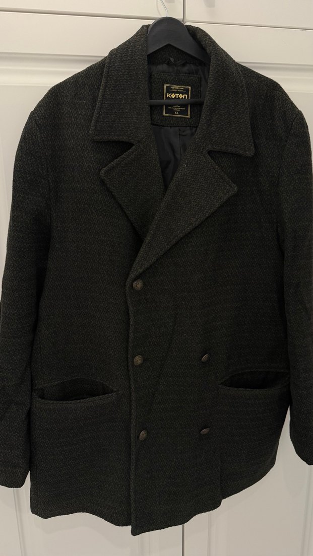 Düğmeli, Notch Yaka Kahverengi Erkek Kaban - Görsel 3