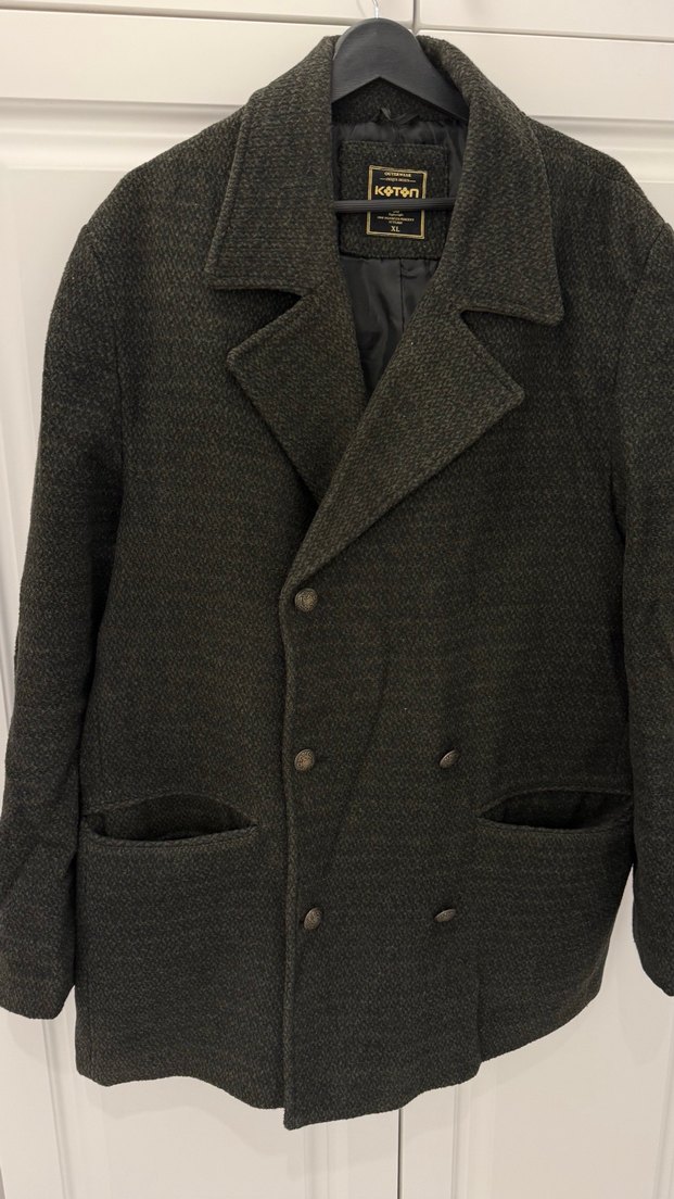 Düğmeli, Notch Yaka Kahverengi Erkek Kaban - Görsel 4