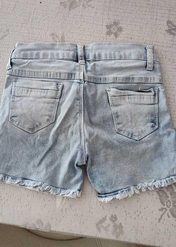 Diğer Nakışlı Düğmeli Kız Denim Şort