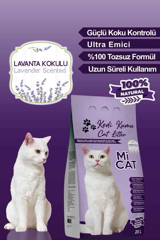 Lavanta Kokulu %100 Doğal Bentonit Kedi Kumu - Görsel 3