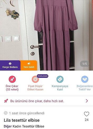 Lila tesettür elbise 