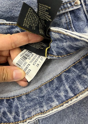 28 Beden Gri Mavi Kadın Denim Pantolon