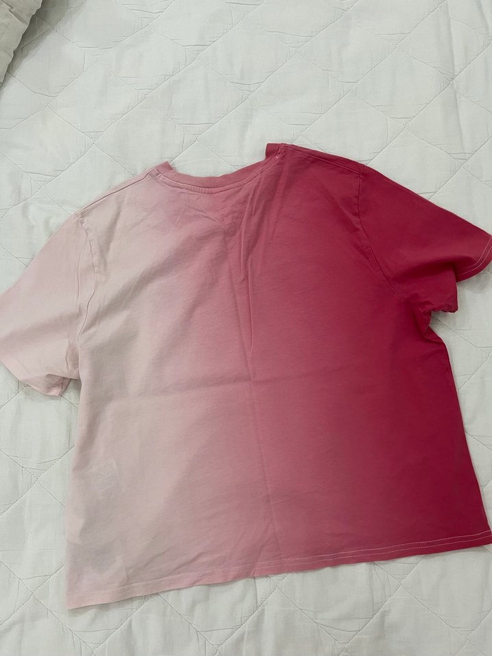 Kadın Pembe Kısa Kollu Oversize Tişört - Görsel 2