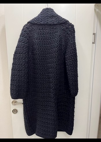 Siyah Örgü Kadın Uzun Kaban - Görsel 3