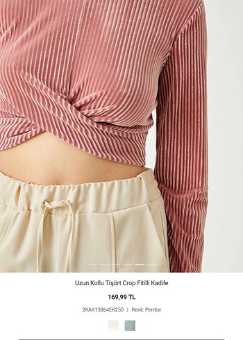 Koton Kadife Dokulu Crop Bluz