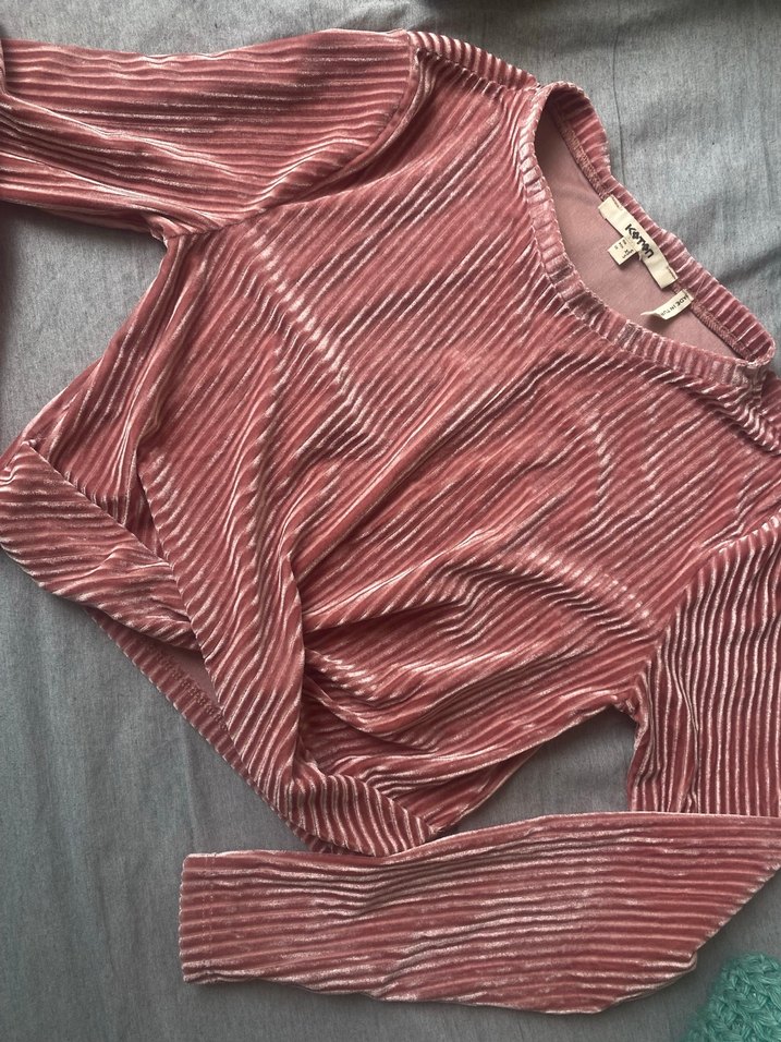 Kadife Dokulu Crop Bluz - Görsel 4