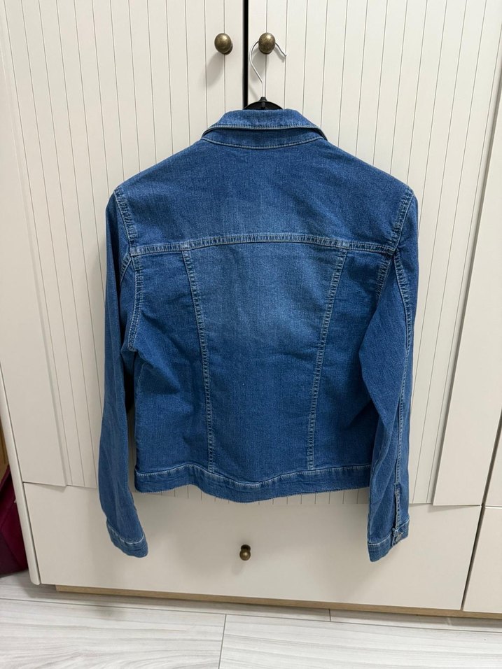 Düğmeli Mavi Kadın Denim Ceket - Görsel 2