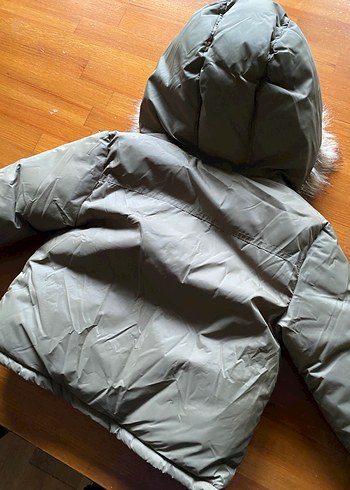 yeşil kürk yaka mont - Görsel 5