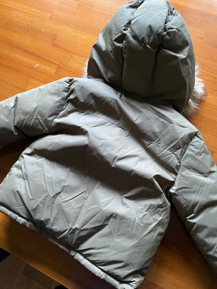 yeşil kürk yaka mont - Görsel 5