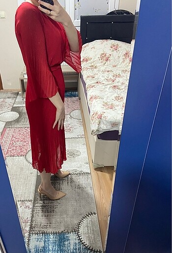 Diğer Pileli Şifon Elbise