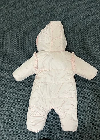 Kız Bebek Pembe Kürklü Kapüşonlu Tulumu - Görsel 2