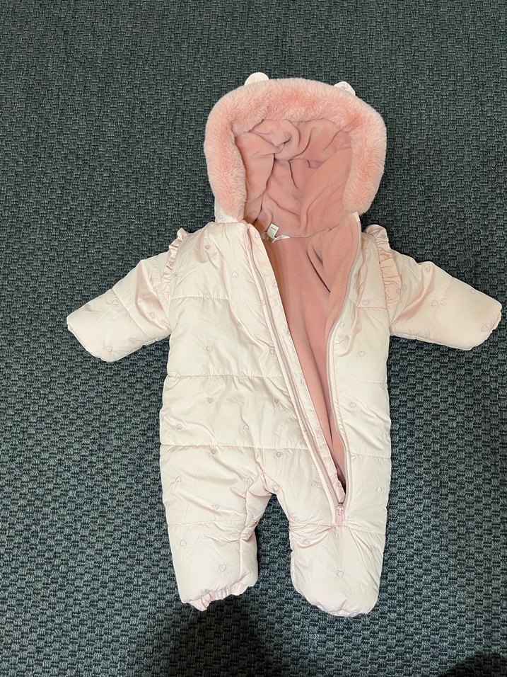 Kız Bebek Pembe Kürklü Kapüşonlu Tulumu - Görsel 3