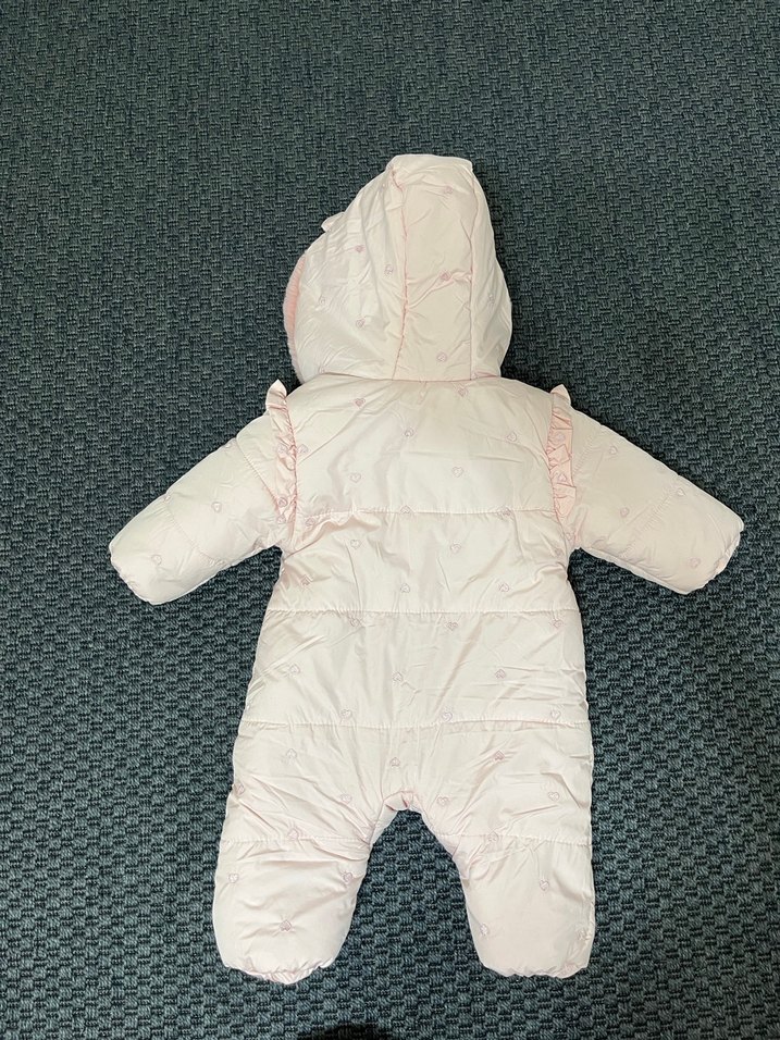 Kız Bebek Pembe Kürklü Kapüşonlu Tulumu - Görsel 2