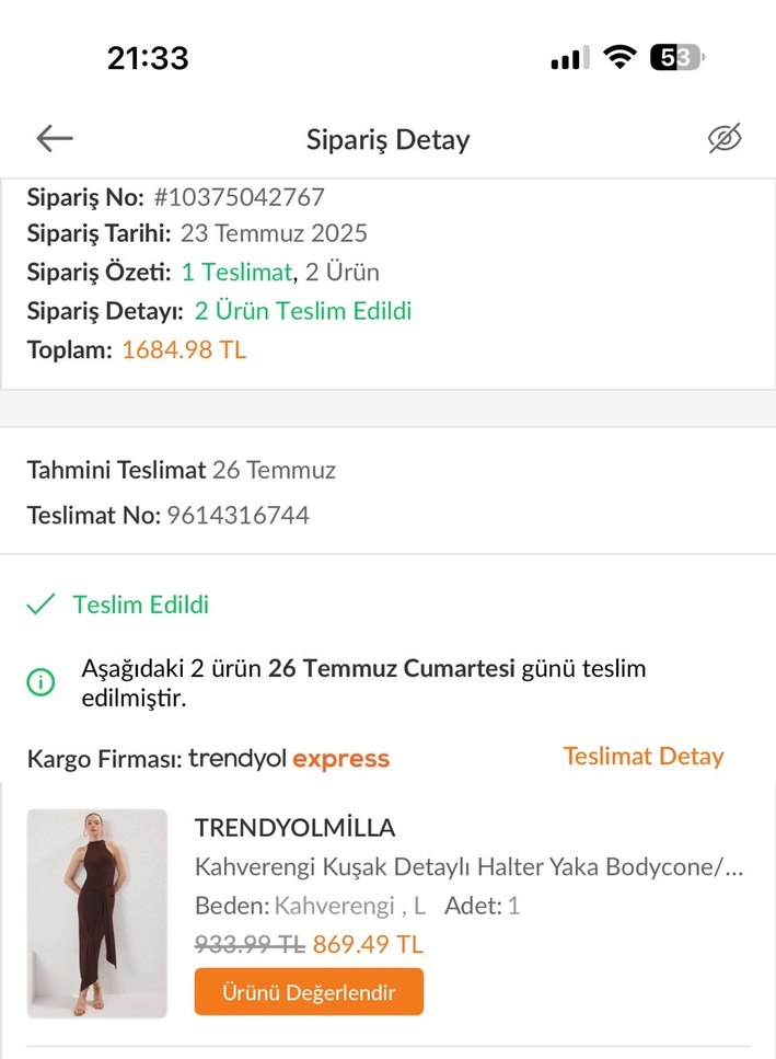 Drapeli Uzun Kahverengi Kadın Elbise - Görsel 2