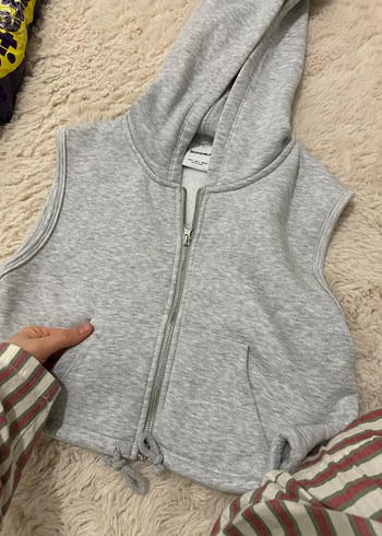 Kapüşonlu Fermuarlı Yelek bershka - Görsel 3