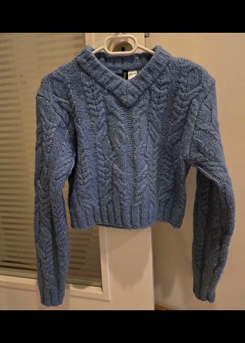Trendy Gri V Yaka Örgü Kadın Kazak