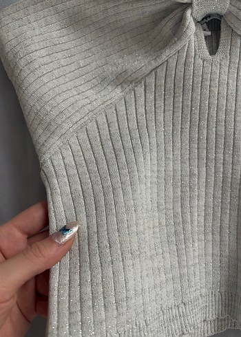 Koton Gri Halter Yaka Örgü Triko crop - Görsel 3
