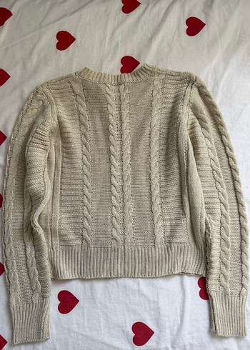 Bej Örgü Kadın Kazak, Bisiklet Yaka, Uzun Kollu - Görsel 2