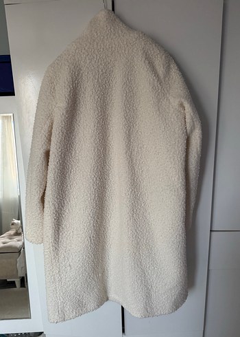 Beyaz Midi Uzun Kollu Kadın Kaban - Görsel 4