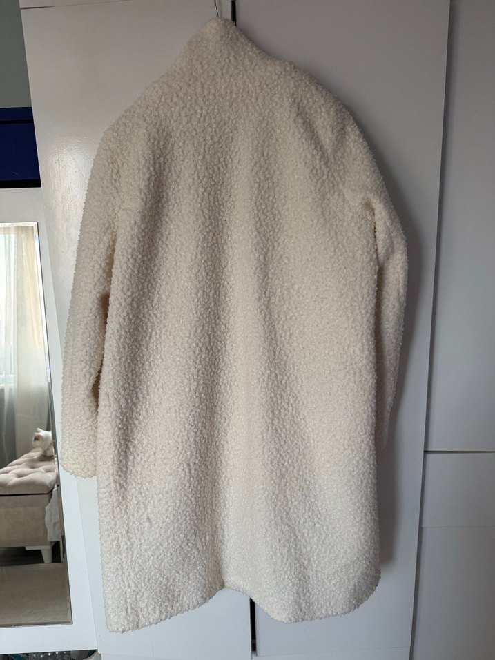 Beyaz Midi Uzun Kollu Kadın Kaban - Görsel 4