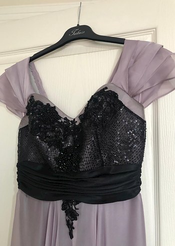 Uzun Mor Straplez Gotik Abiye Elbise - Görsel 4