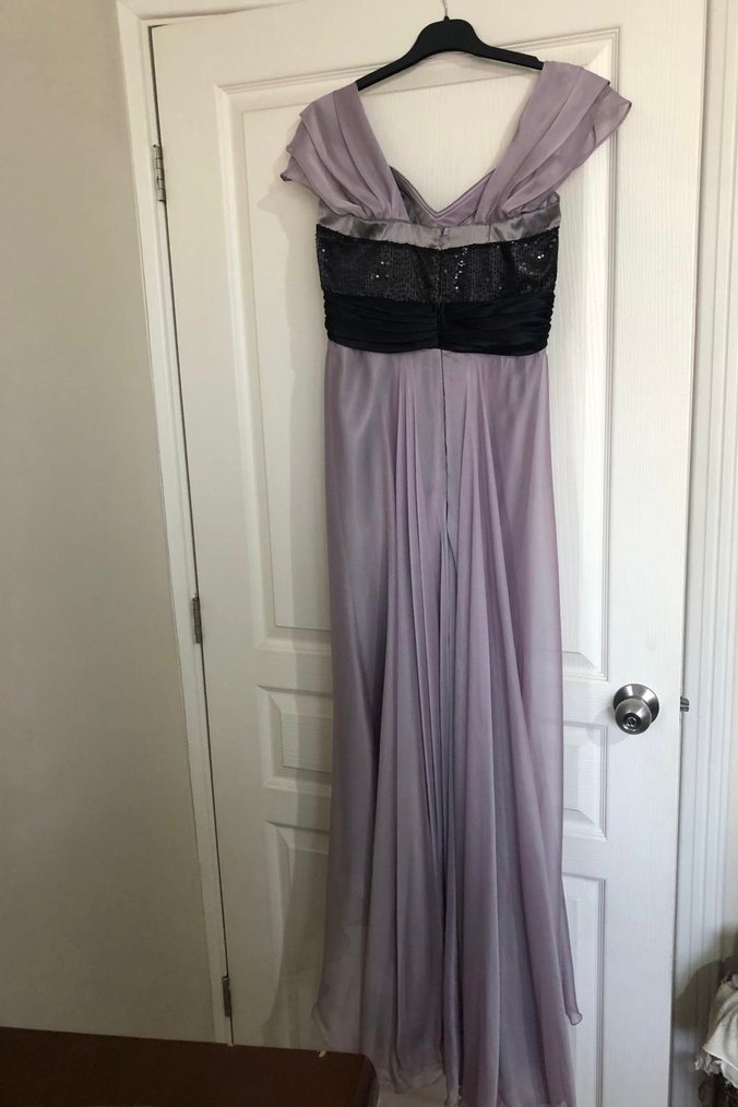 Uzun Mor Straplez Gotik Abiye Elbise - Görsel 5