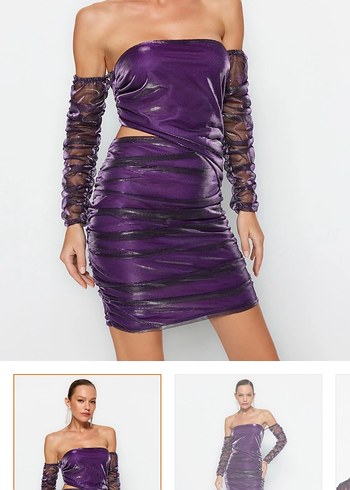 Mor Straplez Mini Elbise - Görsel 2