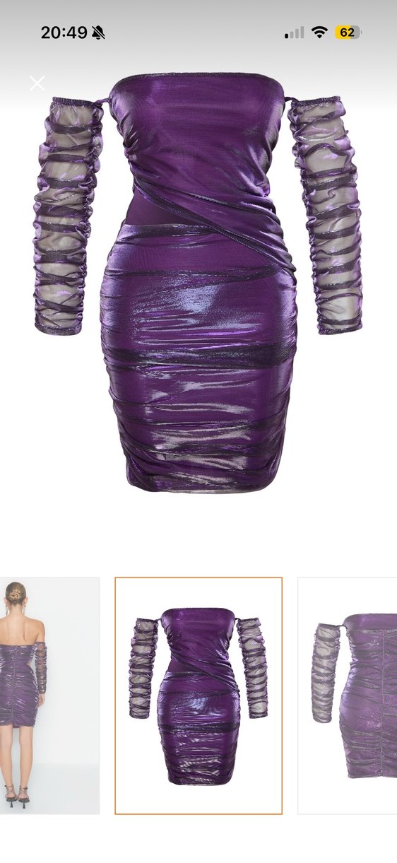 Mor Straplez Mini Elbise - Görsel 4