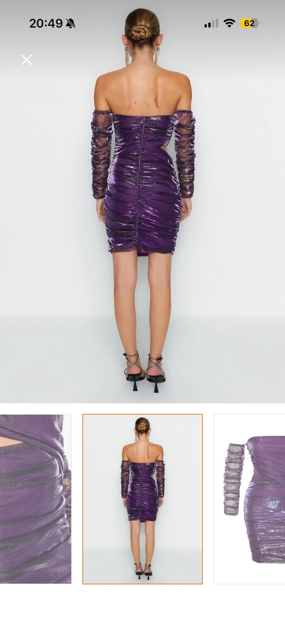 Mor Straplez Mini Elbise - Görsel 3
